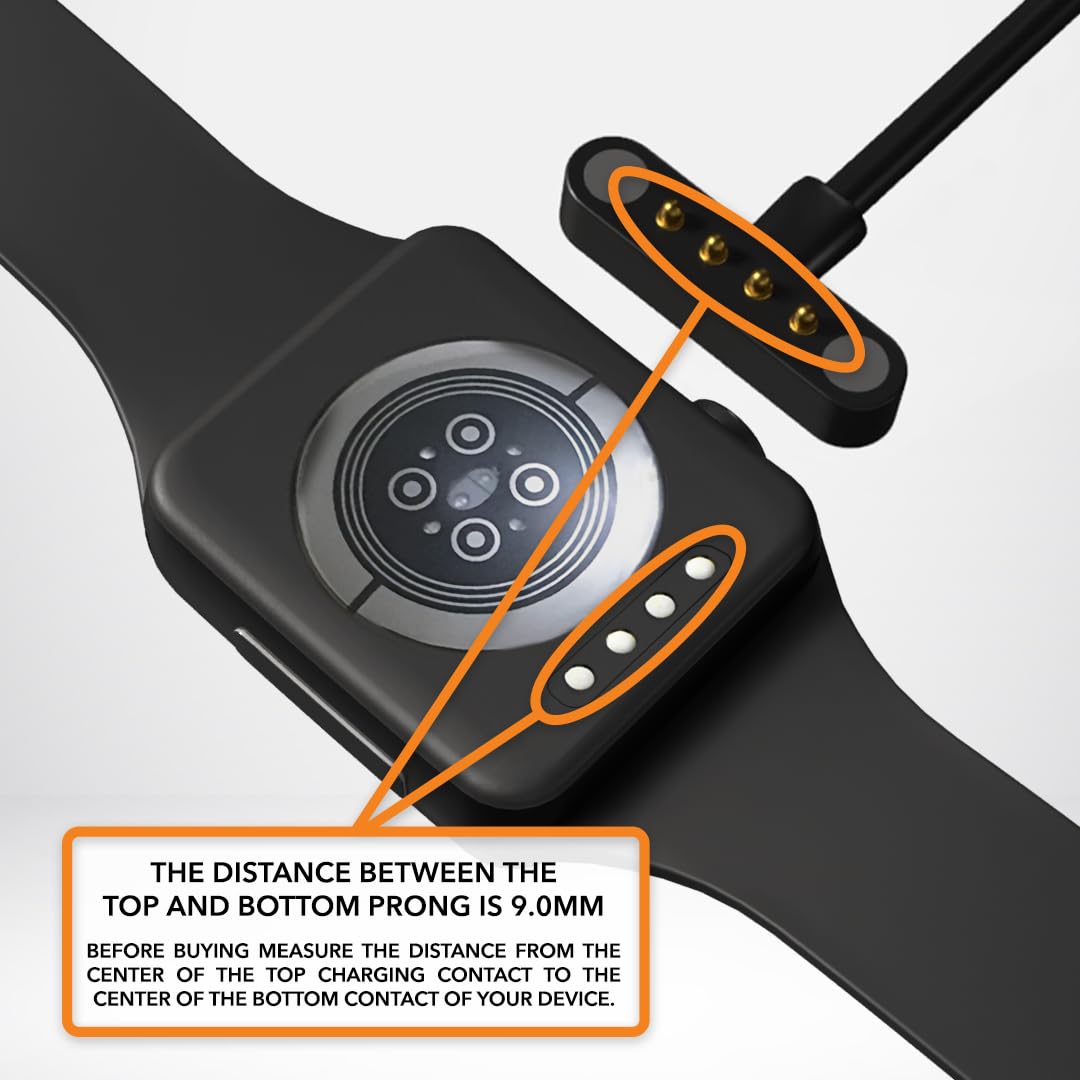 Gearplex, Magnetic Smart Watch Charging Cable Compatible With Apple, Samsung, And Fitness Watches, Quick Charge Usb Type-A, 9.0M